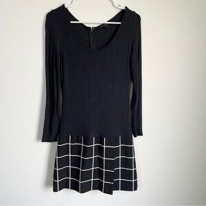 Banana Republic long sleeve black dress with patterned bottom